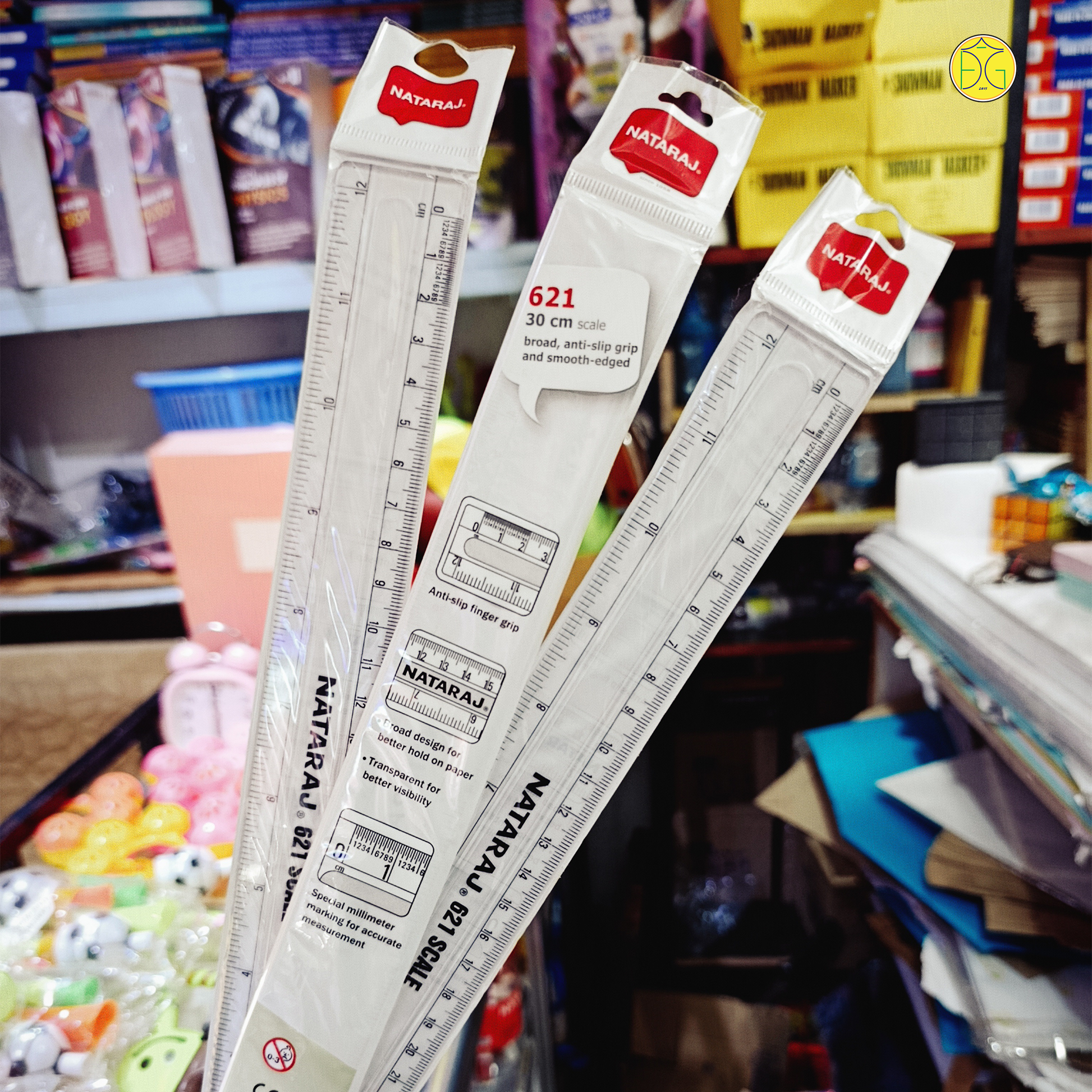 Three Nataraj rulers with packaging